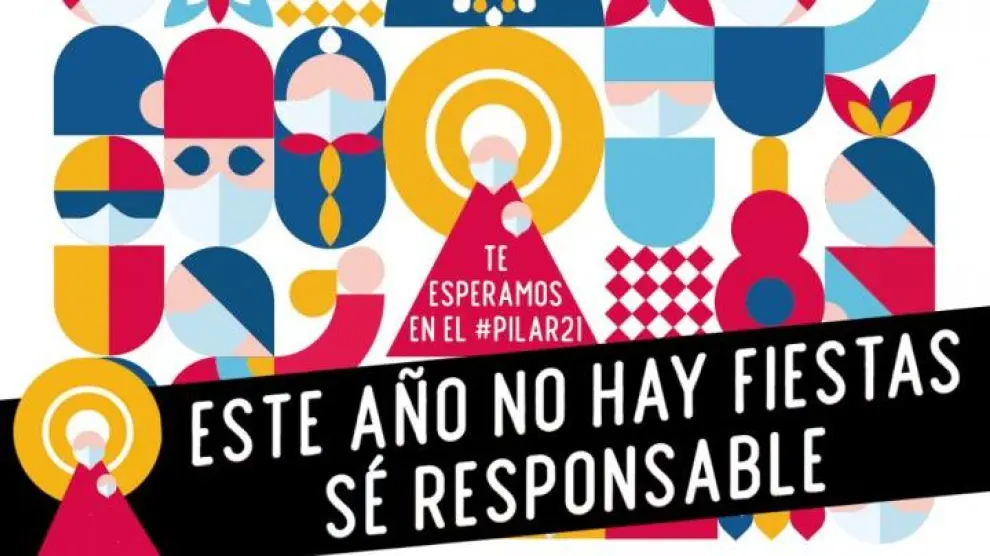 Cartel de las fiestas del Pilar con la franja llamando a la responsabilidad y pidiendo que no se celebren