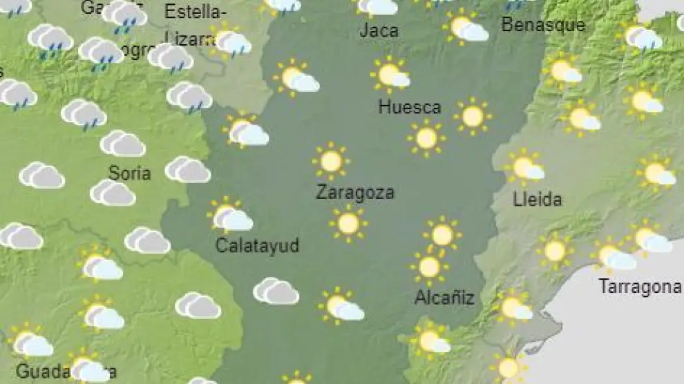 Mapa del tiempo en Aragón el día 12 de octubre