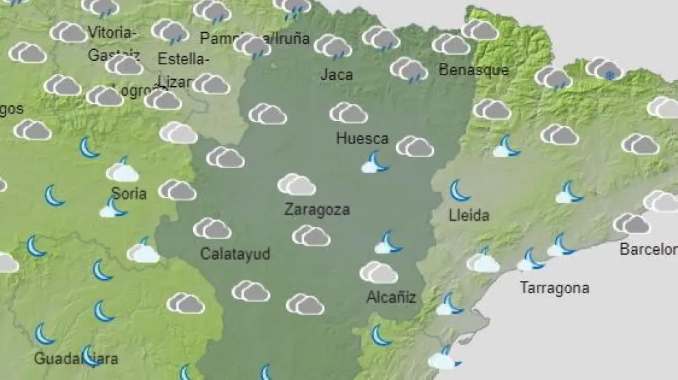 Mapa del tiempo en Aragón para hoy, martes 13 de octubre