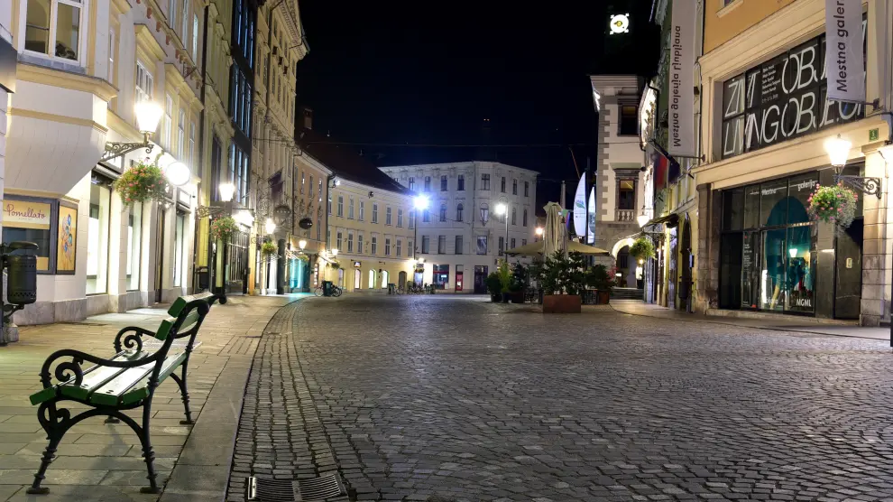 Calles vacías em Ljubljana durante este fin de semana.