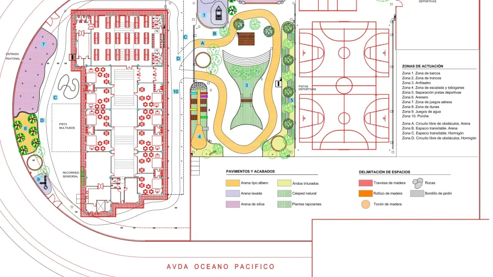 Plano general del proyecto de reforma del patio de recreo del CEIP Odón de Buen de Zuera