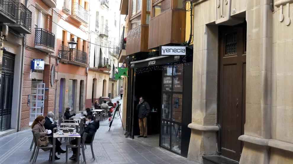 Exterior del bar Venecia, en Alcañiz.