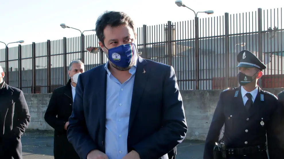 Matteo Salvini llega a Catania para declarar en la segunda audiencia preliminar del proceso en el que se le acusa de secuestro de personas