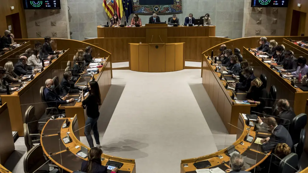 El pleno de las Cortes de Aragón durante la sesión en la que se aprobaron los Presupuestos.