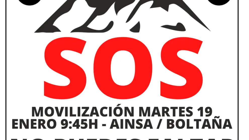 Cartel de la manifestación convocada este martes 19 de enero en la comarca del Sobrarbe.