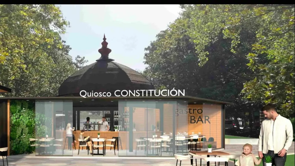 Recreación de cómo será el nuevo quiosco de la avenida de Constitución de Zaragoza.