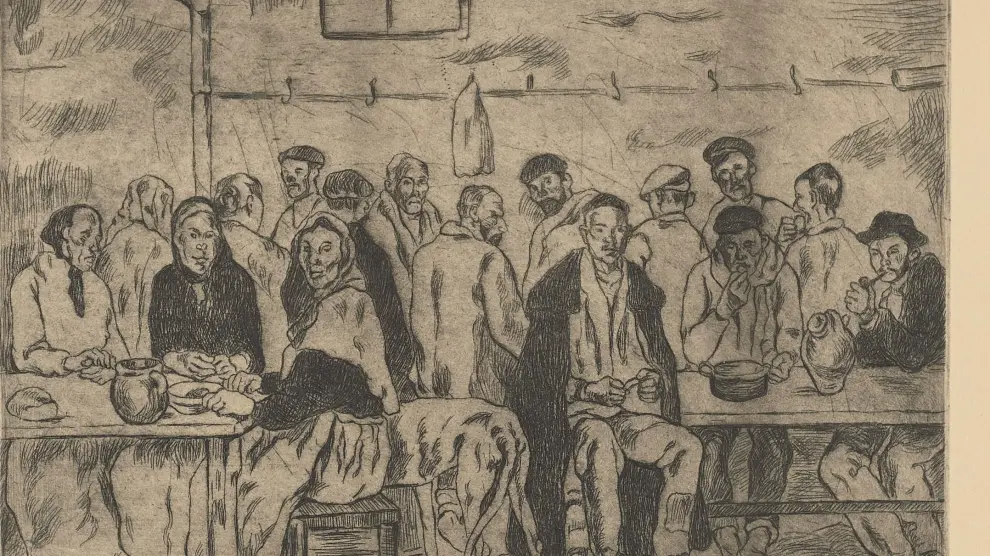 'El comedor de los pobres', uno de los grabados de Solana que forman parte de la exposición