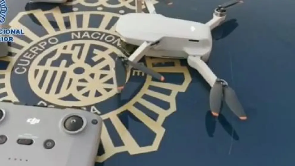 Dron interceptado por la Policía Nacional en Madrid.