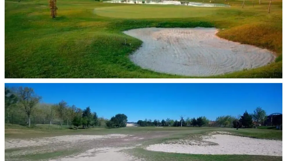 El antes y el después del campo de golf Las Ranillas.