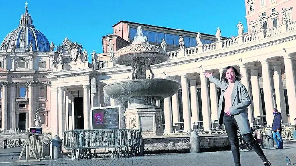 Laura Martí, en Ciudad del Vaticano, durante la grabación del programa en Roma