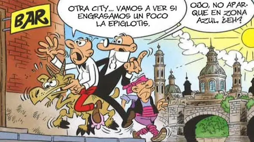 Una de las viñetas, cuya acción transcurre en Zaragoza