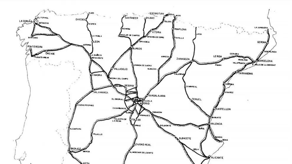 La red de primigenias carreteras por las que circulaban las diligencias en el siglo XVIII.