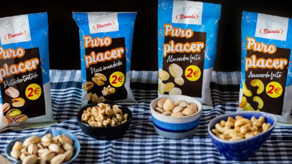 La gama Buenola Puro Placer ofrece pistachos, nueces, almendras y anacardos, entre otros frutos secos.