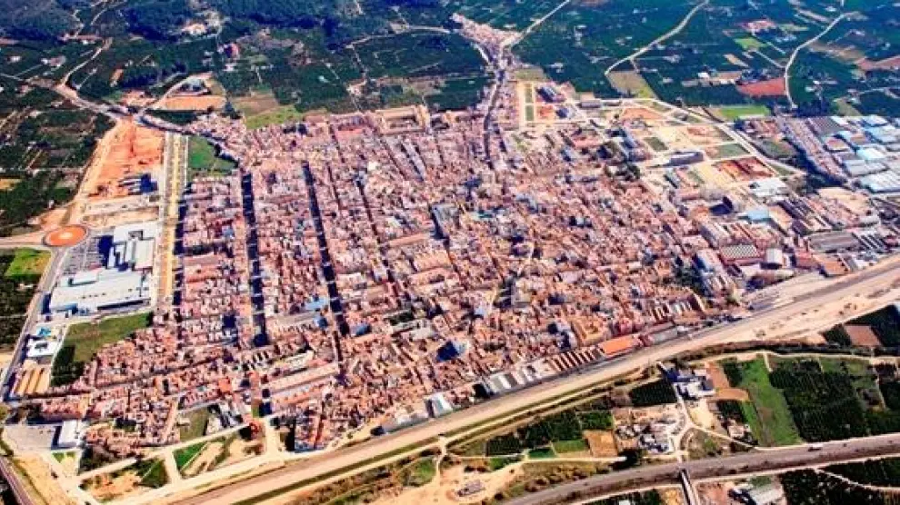 Vista aérea del municipio valenciano de Carcaixent