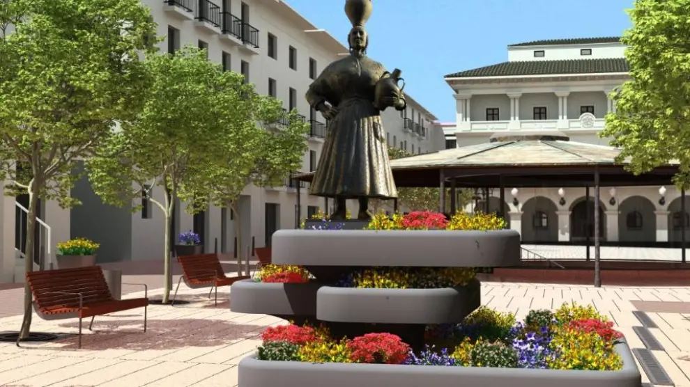 Imagen de cómo quedará el paseo Segoñé y la plaza de España tras su remodelación. Ayuntamiento de Fraga.