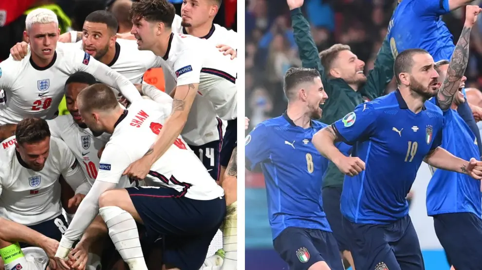 Celebración de los jugadores de Inglaterra e Italia en semifinales