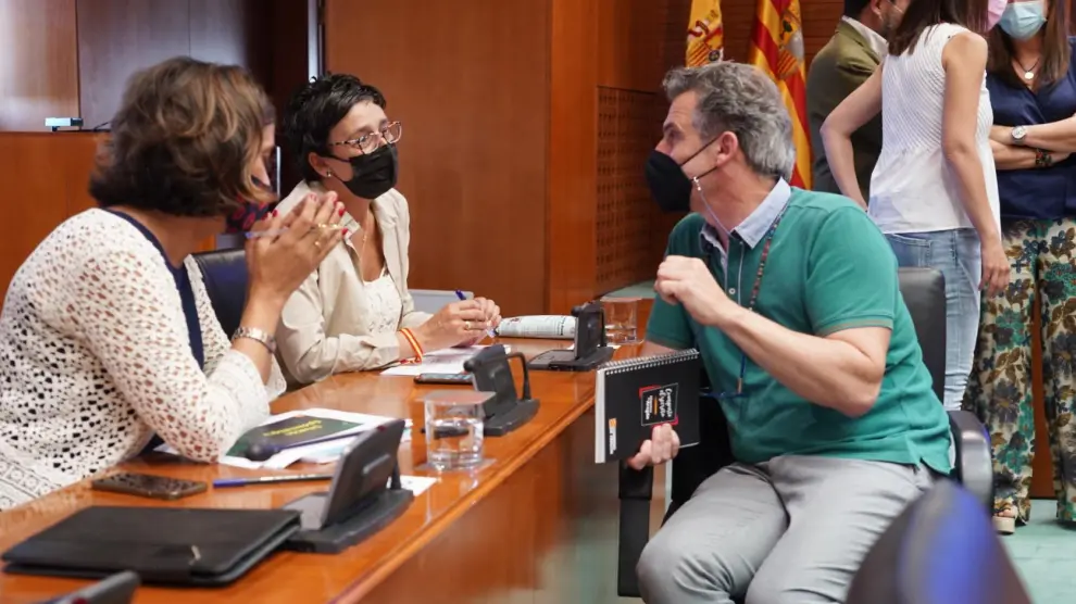 El director general de Salud Pública, Francisco Javier Falo, habla con la popular Ana Marín