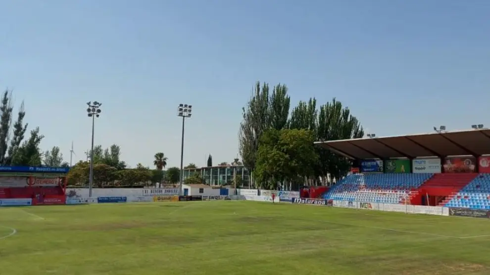 Campo de La Planilla de Calahorra (La Rioja), donde el Real Zaragoza juega este martes su primer amistoso de pretemporada.