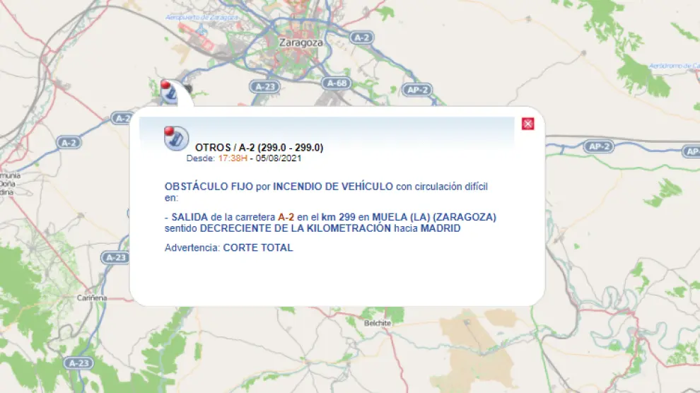 Accidente de tráfico en la A-2, a la altura de La Muela (Zaragoza).