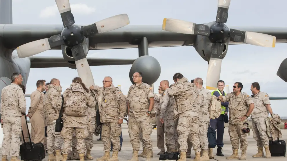 Soldados españoles regresan a la Base de Zaragoza, en 2013, después de una misión en Malí.