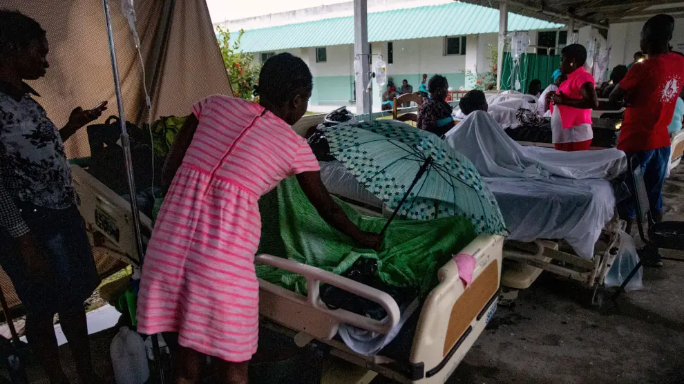 Un hospital en Haití tras el terremoto.