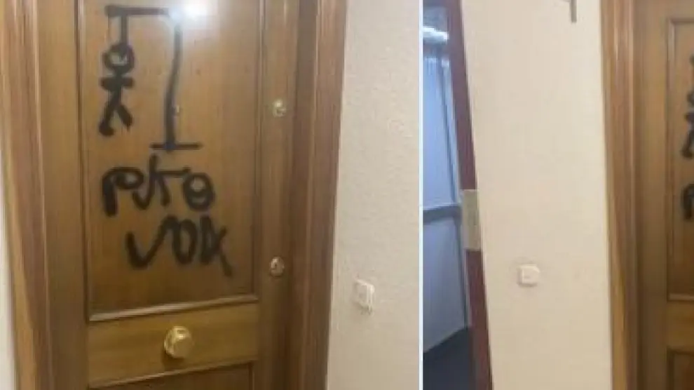 Amenazas pintadas en la puerta de la casa del político de Vox.