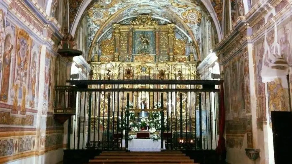 Interior del santuario de la Virgen de Casbas de Ayerbe, conocido como la ‘Capilla Sixtina’ del Alto Aragón por sus valiosas pinturas murales del siglo XVII.