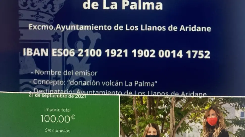 Donación de Esther Villoro a los damnificados de La Palma