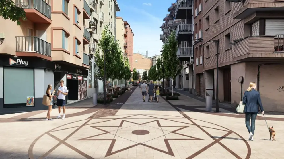 Recreación de la futura imagen de la avenida del Pilar de Monzón.