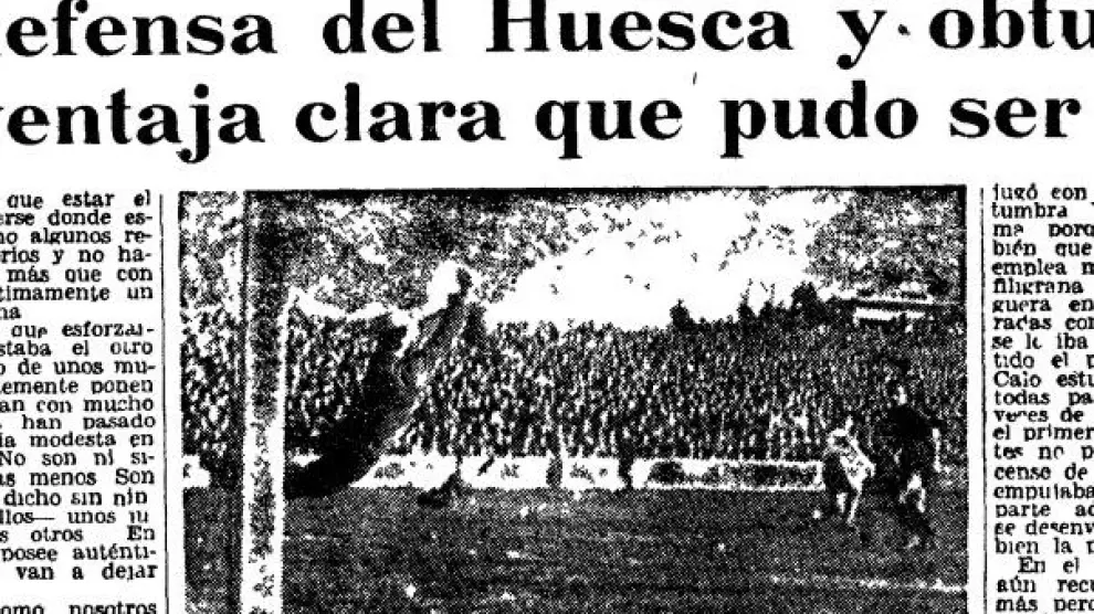 Recorte de la crónica publicada en HERALDO DE ARAGÓN del primer derbi aragonés.