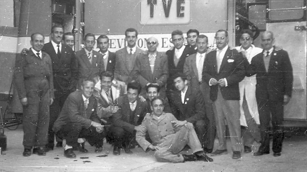 El equipo de TVE que retransmitió la primera Ofrenda en 1958