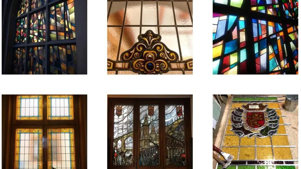 Algunas de las vidrieras que en los últimos años ha restaurado Cristacolor.