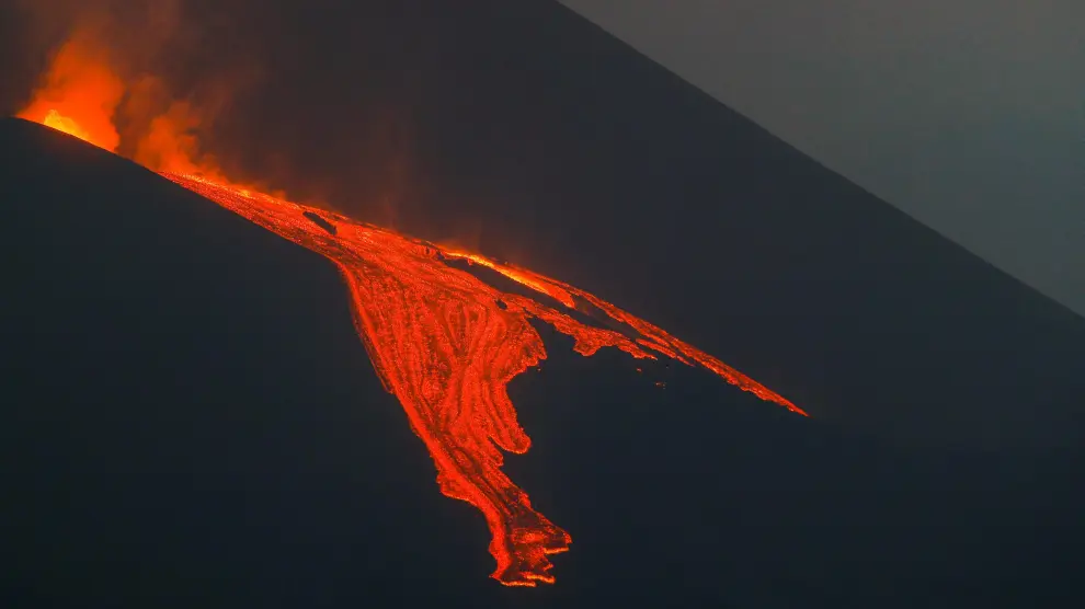 Una de las coladas del volcán Cumbre Vieja, en La Palma