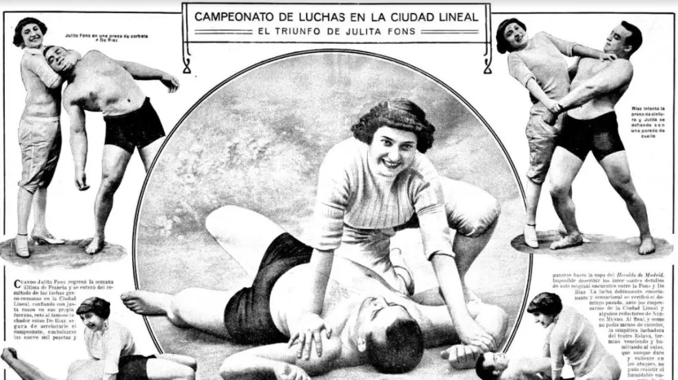 La luchadora Julita Fons, en un reportaje de un diario madrileño de 1912.