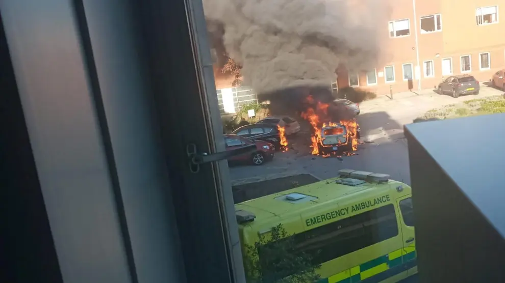 Car burns outside Liverpool Women's hospital in Liverpool
