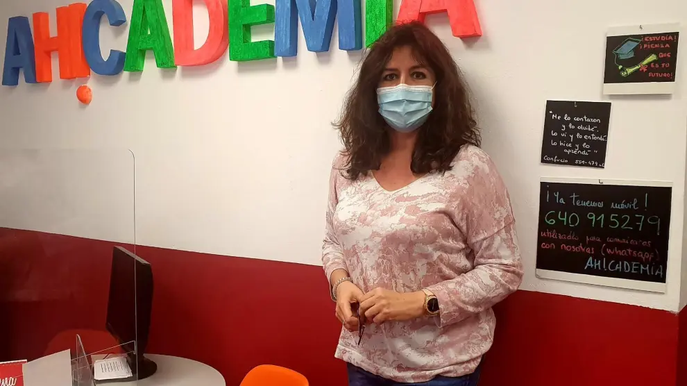 Rosa Estaún, una de las socias de Ah!cademia, este lunes en Zaragoza.
