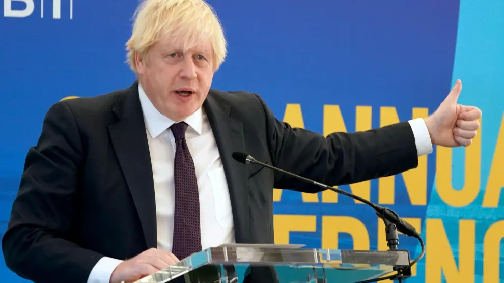 Boris Johnson, durante el discurso en el que citó a Peppa Pig.