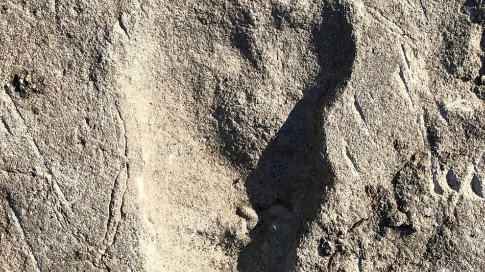 Una de las huellas encontradas en el yacimiento de Laetoli