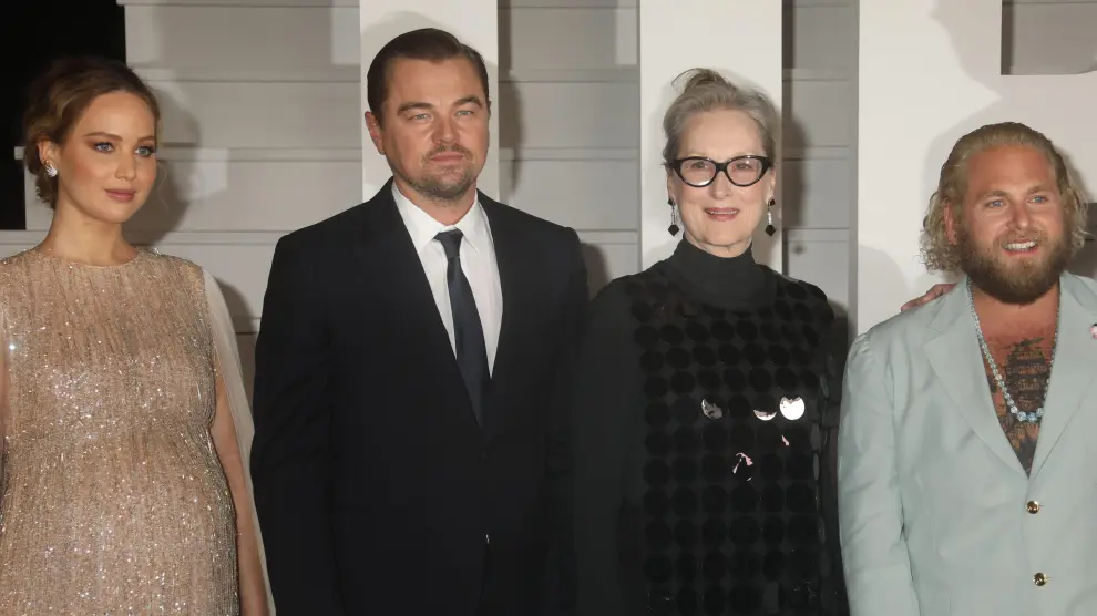 Jennifer Lawrence, Leonardo DiCaprio, Meryl Streep y Jonah Hill