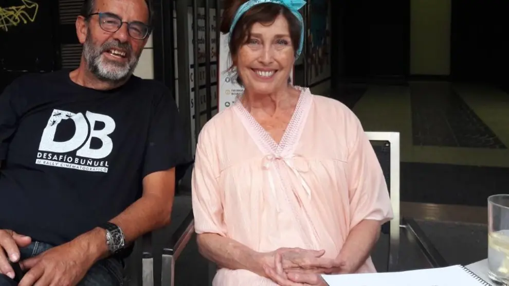 Verónica Forqué con Paco Martín en agosto de 2018 en Teruel.