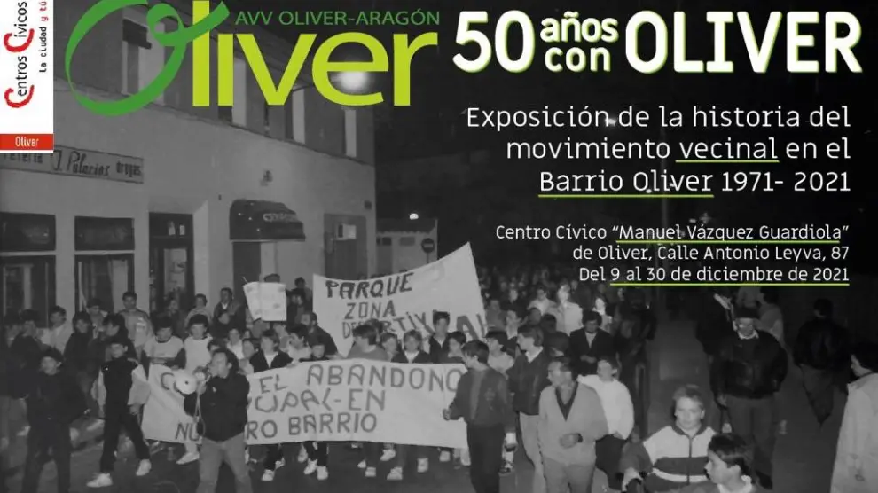 La exposición recoge documentos sobre la historia del movimiento vecinal en el barrio Oliver