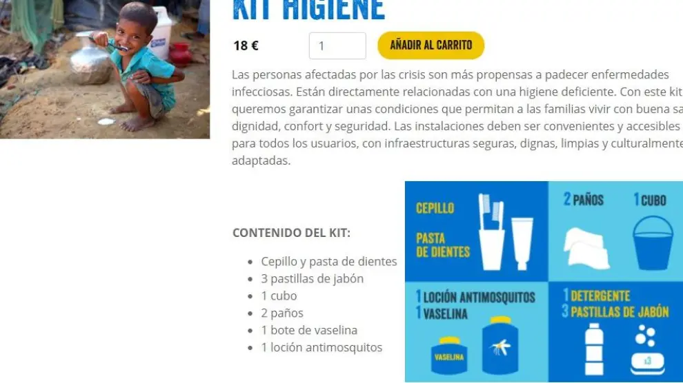 Kit higiene de la ong Plan Internacional.