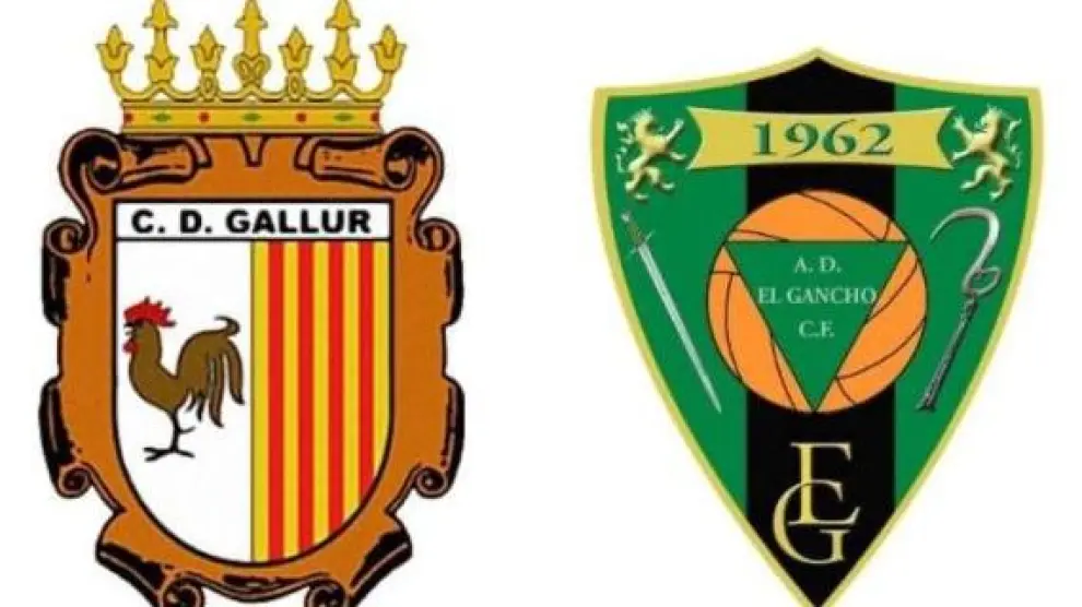 Escudos del CD Gallur y El Gancho, en el cartel anunciador del partido del pasado domingo.