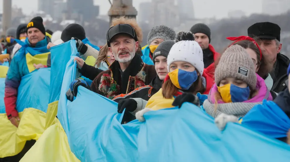Concentración en Kiev con motivo de una festividad patriótica ucraniana.