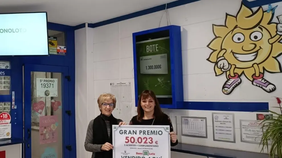 María Campos y Fina López, de la administración de lotería zaragozana 'El Sol'.