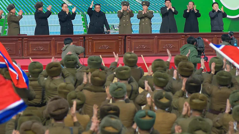 Kim Jong-Un, en la inauguración del invernadero.