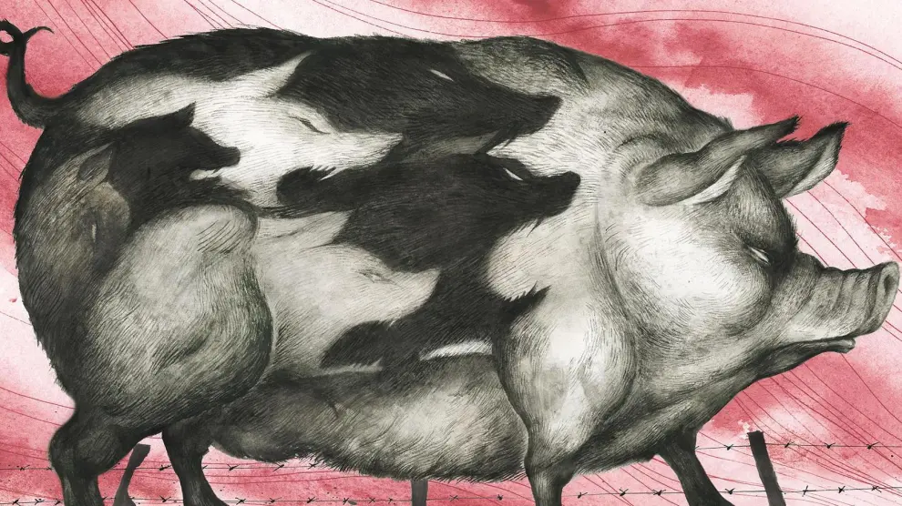 Obra de la ilustradora Ana Juan inspirada en el clásico 'Rebelión en la granja'.