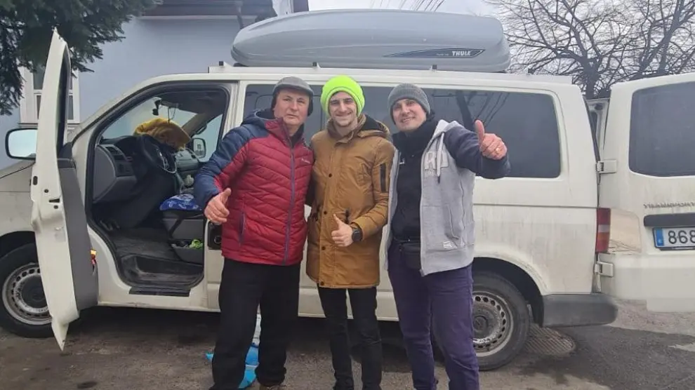 Serhiy y Niko Fesyk durante el viaje.