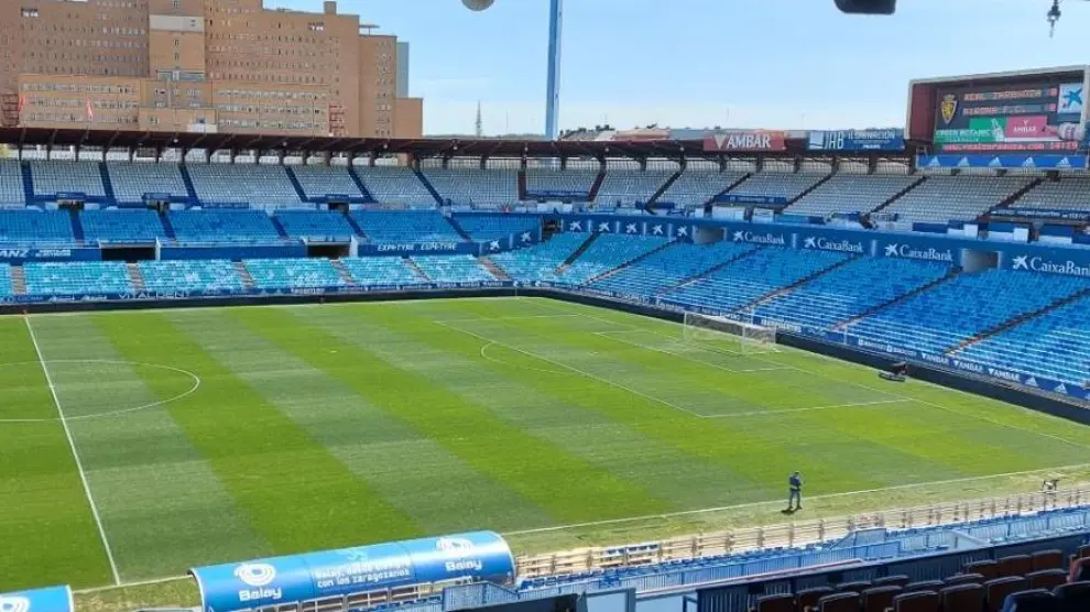La Romareda, a hora y media de jugarse el Real Zaragoza-Girona de este domingo.