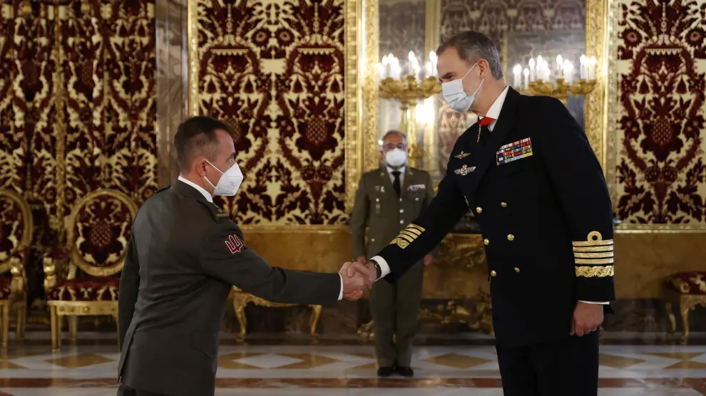 El rey Felipe recibe en audiencia al agregado de Defensa de Ucrania acreditado en España, este martes en el Palacio Real.